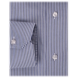 Viola Milano - Camicia da Abito con Colletto New York - Striscia Blu Navy - Handmade in Italy - Luxury Exclusive Collection