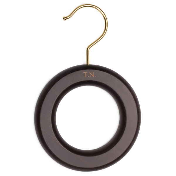 Viola Milano - Package of 20 x Tie/Scarf Hanger Ring - Dark Wood - Handmade in Italy - Luxury Exclusive Collection