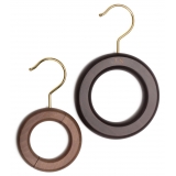 Viola Milano - Package of 20 x Tie/Scarf Hanger Ring - Dark Wood - Handmade in Italy - Luxury Exclusive Collection