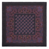 Viola Milano - Paisley Pattern Printed Silk Pocket Square - Midnight Mix - Handmade in Italy - Luxury Exclusive Collection