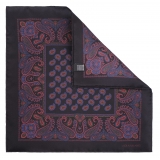 Viola Milano - Paisley Pattern Printed Silk Pocket Square - Midnight Mix - Handmade in Italy - Luxury Exclusive Collection