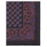 Viola Milano - Paisley Pattern Printed Silk Pocket Square - Midnight Mix - Handmade in Italy - Luxury Exclusive Collection