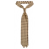 Viola Milano - Paisley Pattern Selftipped Italian Silk Tie - Yellow - Handmade in Italy - Luxury Exclusive Collection