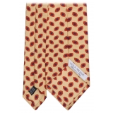 Viola Milano - Cravatta in Seta Italiana con Ricamo Floreale Palermo - Giallo - Handmade in Italy - Luxury Exclusive Collection