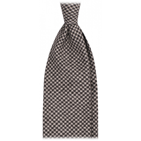 Viola Milano - Cravatta Pied de Poule 100% Cashmere - Nero/Bianco - Handmade in Italy - Luxury Exclusive Collection