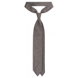 Viola Milano - Cravatta Pied de Poule 100% Cashmere - Nero/Bianco - Handmade in Italy - Luxury Exclusive Collection