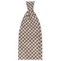 Viola Milano - Cravatta a 3 Pieghe in Lana Pied de Poule - Marrone/Sabbia - Handmade in Italy - Luxury Exclusive Collection
