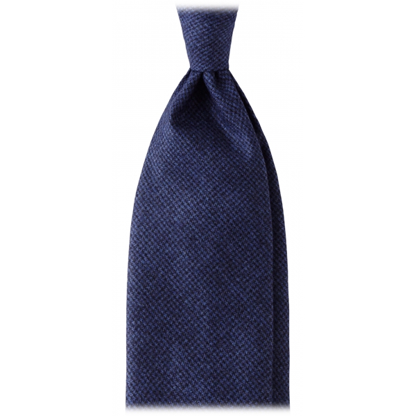 Viola Milano - Cravatta a 3 Pieghe in Lana Pied de Poule - Navy Mix - Handmade in Italy - Luxury Exclusive Collection