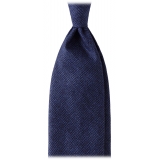 Viola Milano - Cravatta a 3 Pieghe in Lana Pied de Poule - Navy Mix - Handmade in Italy - Luxury Exclusive Collection