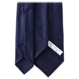 Viola Milano - Cravatta a 3 Pieghe in Lana Pied de Poule - Navy Mix - Handmade in Italy - Luxury Exclusive Collection