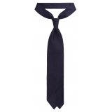 Viola Milano - Cravatta a Tre Pieghe in Granatina con Pois - Blu Navy/Celeste - Handmade in Italy - Luxury Exclusive Collection