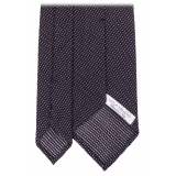 Viola Milano - Pin Dot 3-Fold Grenadine Tie - Navy/White - Handmade in Italy - Luxury Exclusive Collection