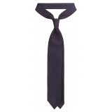 Viola Milano - Pin Dot 3-Fold Grenadine Tie - Navy/White - Handmade in Italy - Luxury Exclusive Collection
