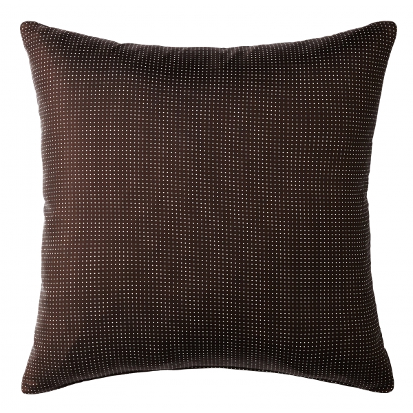 Viola Milano - Cuscino in Seta Stampato a Mano Pin Dot - Marrone - Handmade in Italy - Luxury Exclusive Collection