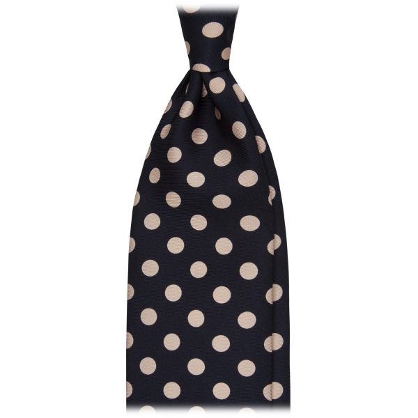 Viola Milano - Cravatta in Seta Corso Venezia Dots - Blu Navy/Bianco - Handmade in Italy - Luxury Exclusive Collection