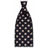 Viola Milano - Cravatta in Seta Corso Venezia Dots - Blu Navy/Bianco - Handmade in Italy - Luxury Exclusive Collection