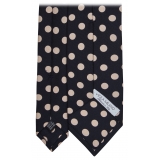 Viola Milano - Cravatta in Seta Corso Venezia Dots - Blu Navy/Bianco - Handmade in Italy - Luxury Exclusive Collection