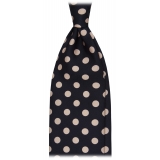 Viola Milano - Cravatta in Seta Corso Venezia Dots - Blu Navy/Bianco - Handmade in Italy - Luxury Exclusive Collection