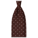 Viola Milano - Cravatta in Shantung Intrecciato a Pois - Bordeaux/Bianco - Handmade in Italy - Luxury Exclusive Collection