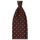 Viola Milano - Cravatta in Shantung Intrecciato a Pois - Bordeaux/Bianco - Handmade in Italy - Luxury Exclusive Collection