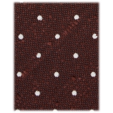 Viola Milano - Cravatta in Shantung Intrecciato a Pois - Bordeaux/Bianco - Handmade in Italy - Luxury Exclusive Collection