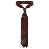 Viola Milano - Polka Dot Handrolled Woven Shantung Tie - Burgundy/White - Handmade in Italy - Luxury Exclusive Collection