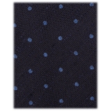 Viola Milano - Cravatta in Shantung Intrecciato a Mano a Pois - Navy/Mare - Handmade in Italy - Luxury Exclusive Collection