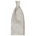 Viola Milano - Cravatta in Shantung Intrecciato a Mano a Pois - Menta/Bianco - Handmade in Italy - Luxury Exclusive Collection