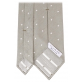 Viola Milano - Cravatta in Shantung Intrecciato a Mano a Pois - Menta/Bianco - Handmade in Italy - Luxury Exclusive Collection