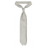 Viola Milano - Cravatta in Shantung Intrecciato a Mano a Pois - Menta/Bianco - Handmade in Italy - Luxury Exclusive Collection