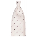 Viola Milano - Cravatta in Shantung Intrecciato a Pois - Naturale/Marrone - Handmade in Italy - Luxury Exclusive Collection