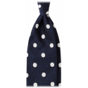 Viola Milano - Cravatta in Seta Jacquard Moon Dot - Blu Navy/Bianco - Handmade in Italy - Luxury Exclusive Collection