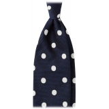 Viola Milano - Cravatta in Seta Jacquard Moon Dot - Blu Navy/Bianco - Handmade in Italy - Luxury Exclusive Collection