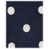 Viola Milano - Cravatta in Seta Jacquard Moon Dot - Blu Navy/Bianco - Handmade in Italy - Luxury Exclusive Collection