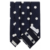 Viola Milano - Cravatta in Seta Jacquard Moon Dot - Blu Navy/Bianco - Handmade in Italy - Luxury Exclusive Collection
