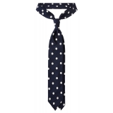 Viola Milano - Cravatta in Seta Jacquard Moon Dot - Blu Navy/Bianco - Handmade in Italy - Luxury Exclusive Collection