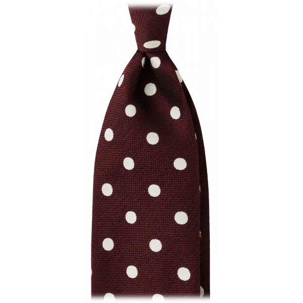 Viola Milano - Cravatta in Seta Jacquard Moon Dot - Vino/Bianco - Handmade in Italy - Luxury Exclusive Collection
