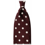Viola Milano - Cravatta in Seta Jacquard Moon Dot - Vino/Bianco - Handmade in Italy - Luxury Exclusive Collection