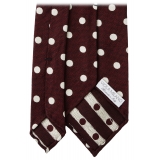 Viola Milano - Cravatta in Seta Jacquard Moon Dot - Vino/Bianco - Handmade in Italy - Luxury Exclusive Collection