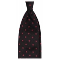 Viola Milano - Cravatta in Seta a Pois - Mezzanotte/Fucsia Rosso - Handmade in Italy - Luxury Exclusive Collection