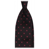 Viola Milano - Cravatta in Seta a Pois - Mezzanotte/Fucsia Rosso - Handmade in Italy - Luxury Exclusive Collection