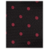 Viola Milano - Cravatta in Seta a Pois - Mezzanotte/Fucsia Rosso - Handmade in Italy - Luxury Exclusive Collection