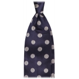 Viola Milano - Cravatta Vintage Venezia Dot in Seta - Blu Navy/Bianco - Handmade in Italy - Luxury Exclusive Collection