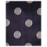 Viola Milano - Cravatta Vintage Venezia Dot in Seta - Blu Navy/Bianco - Handmade in Italy - Luxury Exclusive Collection