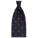 Viola Milano - Cravatta in Seta Lavorata a Mano a Pois - Navy/Mare - Handmade in Italy - Luxury Exclusive Collection
