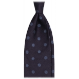 Viola Milano - Cravatta in Seta Lavorata a Mano a Pois - Navy/Mare - Handmade in Italy - Luxury Exclusive Collection
