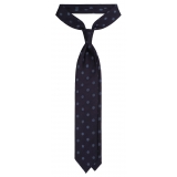 Viola Milano - Cravatta in Seta Lavorata a Mano a Pois - Navy/Mare - Handmade in Italy - Luxury Exclusive Collection