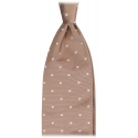 Viola Milano - Cravatta in Seta Lavorata a Mano a Pois - Sabbia/Bianco - Handmade in Italy - Luxury Exclusive Collection