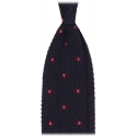 Viola Milano - Cravatta in Seta Lavorata a Maglia a Pois - Navy/Rosso - Handmade in Italy - Luxury Exclusive Collection