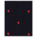 Viola Milano - Cravatta in Seta Lavorata a Maglia a Pois - Navy/Rosso - Handmade in Italy - Luxury Exclusive Collection